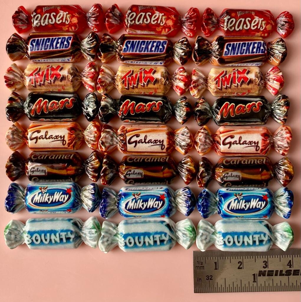 Chocolate Bar Resin Flatback Fake Cabochon Sweets Bounty Galaxy Mars Crafts prop