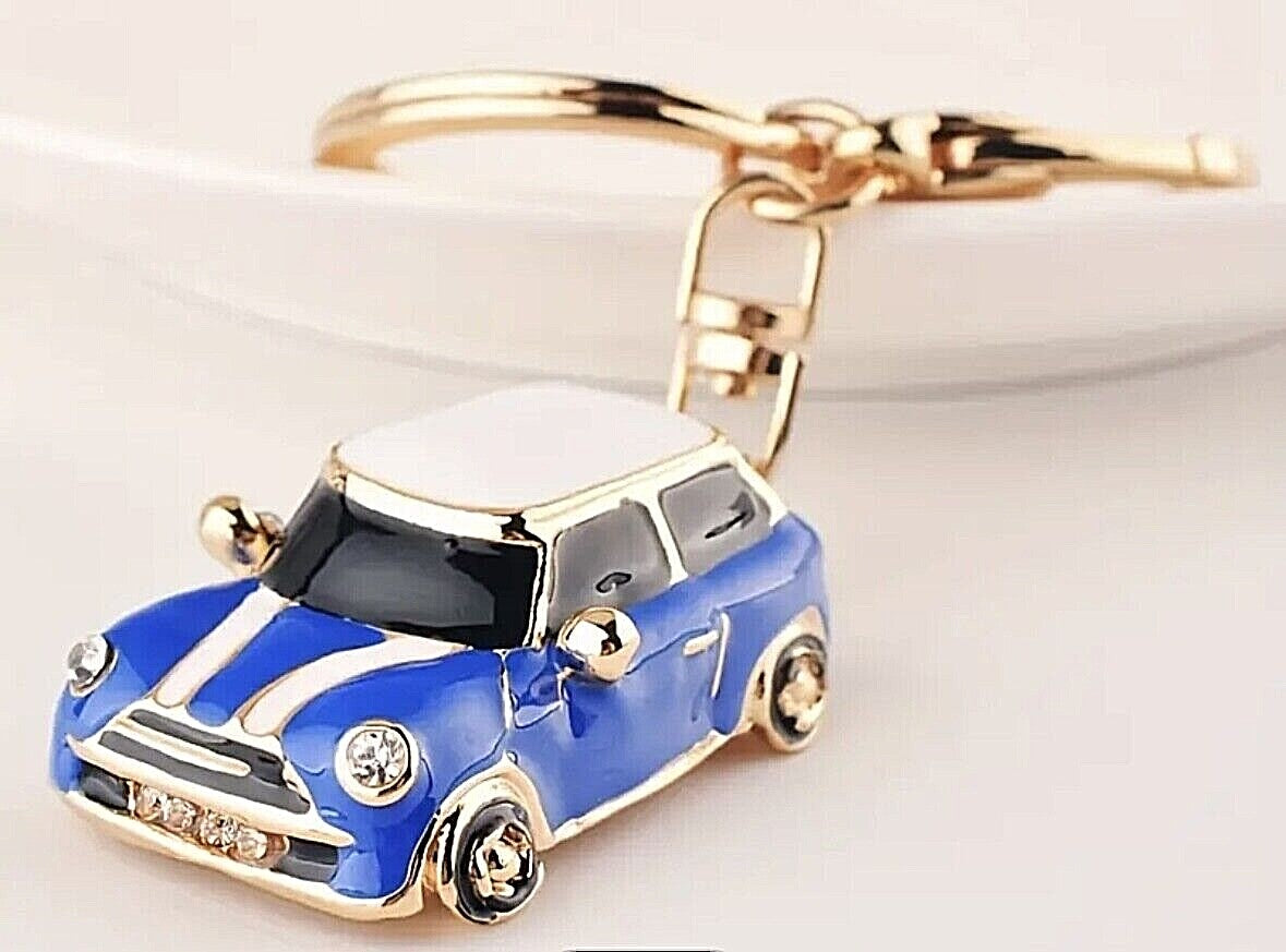 Mini Cooper Car Keyring Key Chain Gift Blue/Red/Black/Wine Rhinestone Metal Gift