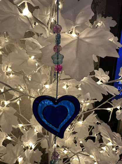 Blue Heart Suncatcher heart Window Decoration Garden Sun Catcher Hanging