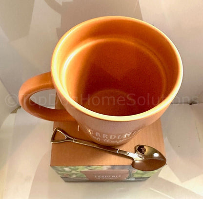 Xmas His Hers Gardener Mug coffee terracotta plant pot shovel spoon Set Gift