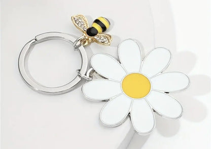 Flower Glitter Bee Daisy Keyring Pendant Charm Bag Car Keys Key Chain Gift Bag