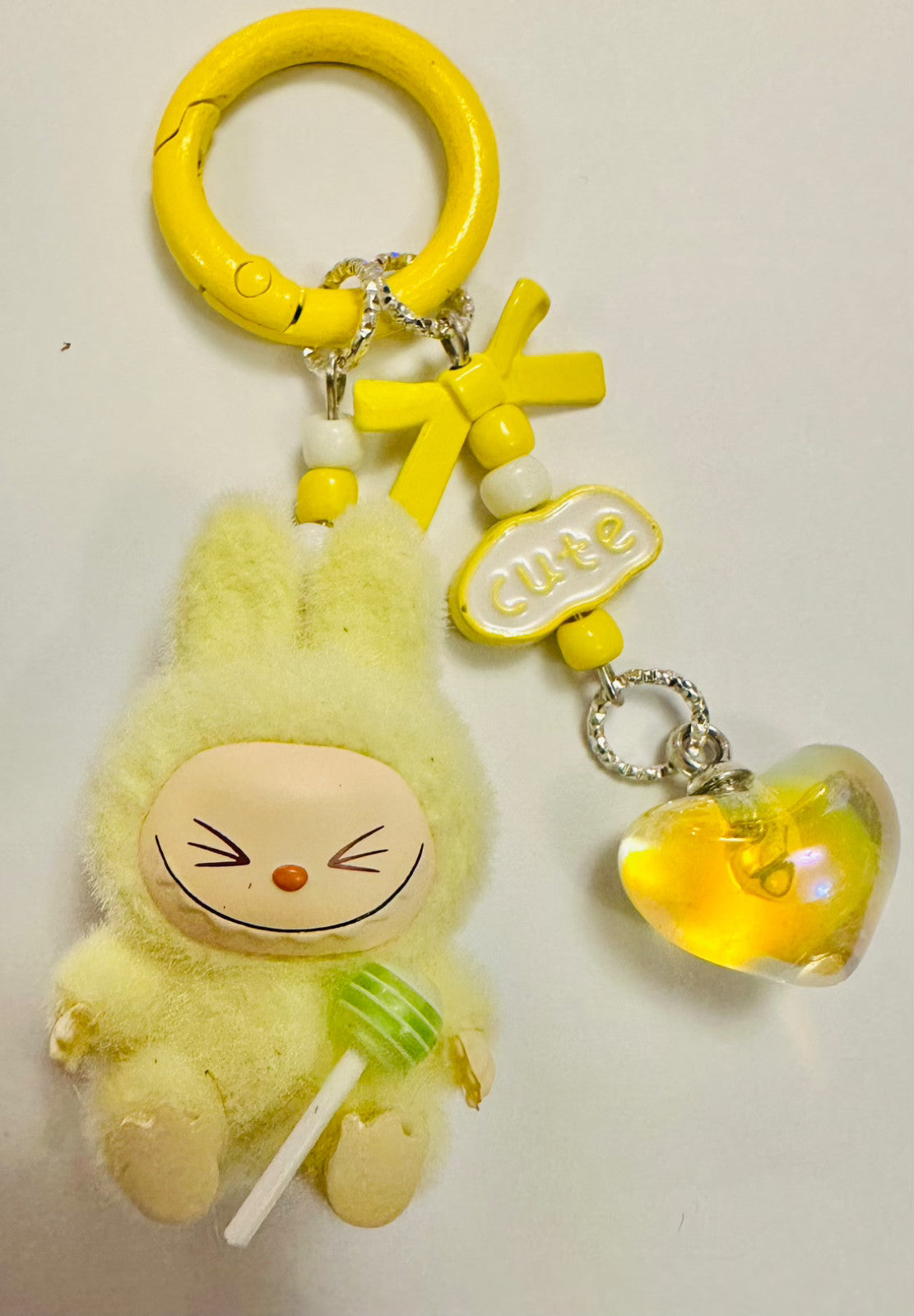 Monster lolipop La # Bu Keyring 3D Heart Charms Kawaii Doll Teddy Keychain Bag