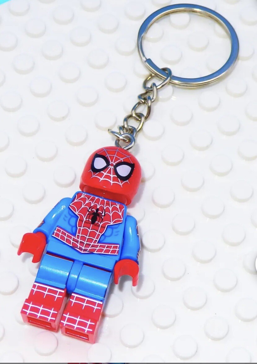 SPIDER-MAN KEYRING MARVEL BLUE & RED FIGURE CAR KEYS SUPERHERO INC GIFT BAG