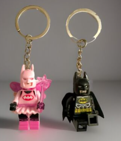 Batman Figure Keyring Couples Love Pink Batgirl Mini DC Bag Charm Gift Car Key