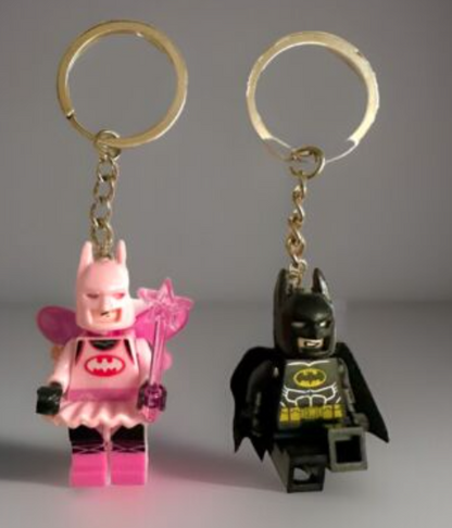 Batman Figure Keyring Couples Love Pink Batgirl Mini DC Bag Charm Gift Car Key