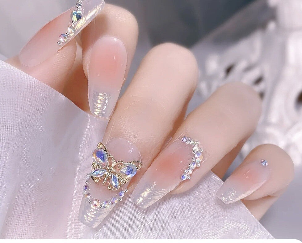 Butterfly Nail Art Gem 3D Flat Back Rhinestone Charm Crystal Acrylic Gel X 10