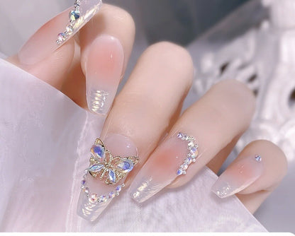Butterfly Nail Art Gem 3D Flat Back Rhinestone Charm Crystal Acrylic Gel X 10