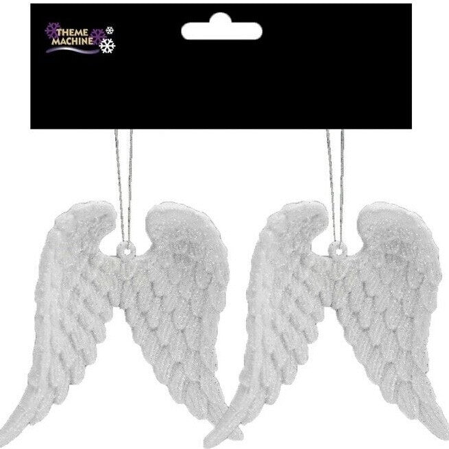 Angel Wings Christmas Silver White Glitter  Hanging Tree Decoration Spiritual