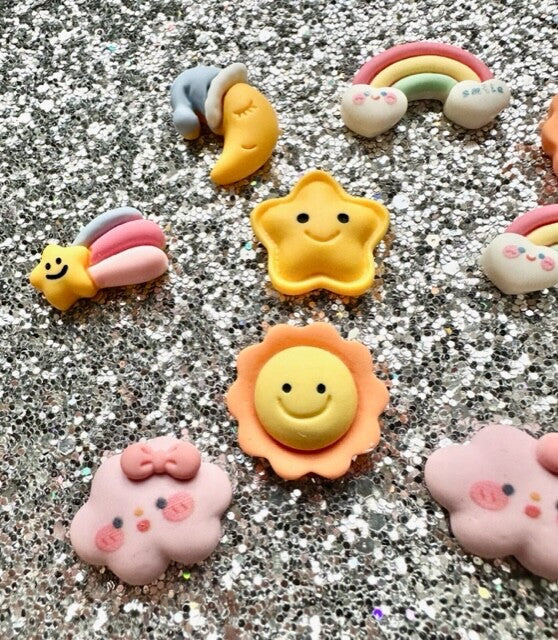 Card Craft Embellishment Cloud Moon Flatback Cabochons Nursery Rainbow Sun Star