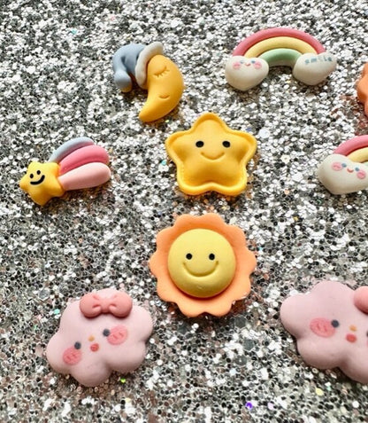 Card Craft Embellishment Cloud Moon Flatback Cabochons Nursery Rainbow Sun Star