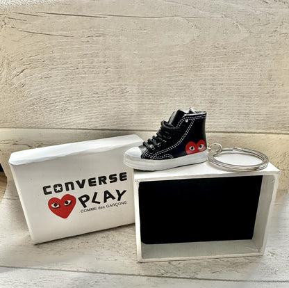 3D Mini Converse Play white Trainer Keyring Keychain sneaker with Gift shoe Box