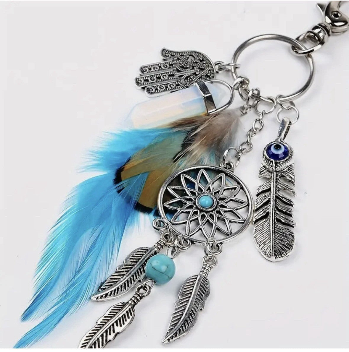 Dream catcher Keyring Car Keys Bag Agate Crystal Charm Gift Pendant Yin Yang