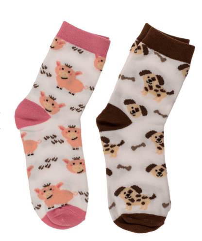 Animal Magic Flannel Socks Xmas Kids pair expanding travel Novelty compact Gift