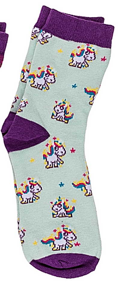 Unicorn Magic Flannel Socks Christmas Kids pair expanding travel Novelty Gift