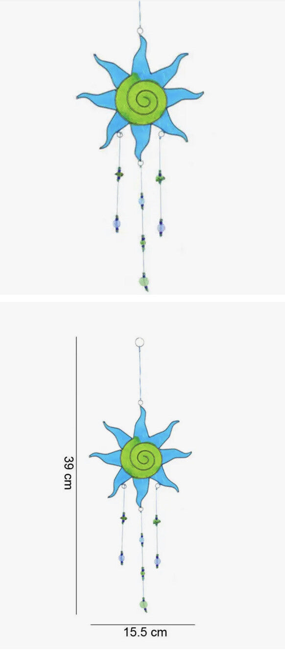 Hanging Sun Suncatcher Green Blue Flower mobile Garden Window Decoration Outdoor