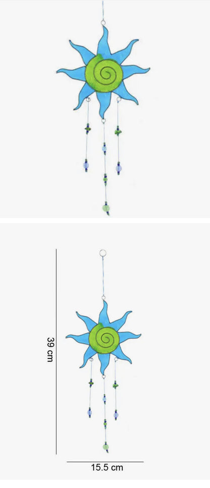 Hanging Sun Suncatcher Green Blue Flower mobile Garden Window Decoration Outdoor