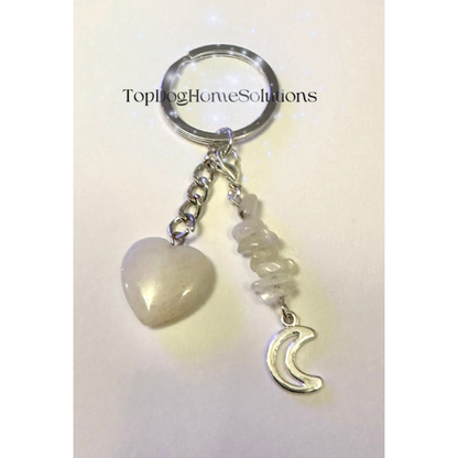 Crystal White Quartz Heart Valentine Ring Healing Stone Chakra Gift Bag Charm