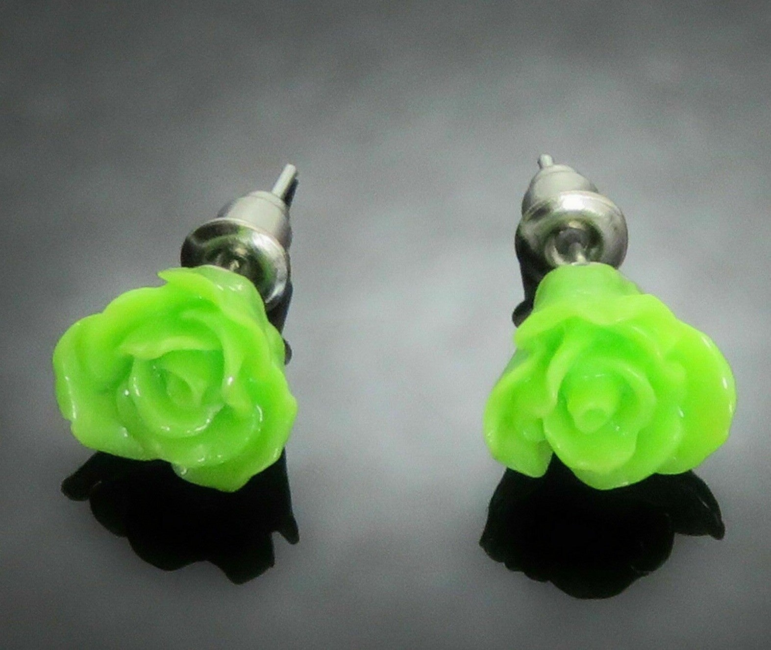 Vintage Burlesque Rose Stud Earrings Retro Boho Emo Gift red pink white green