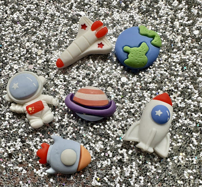 Space Man Flat back Resin Cabochon Embellishment Planet Rocket Earth Craft Galax