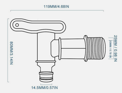Replacement Water Butt Tap Rain Ward Universal Black Plastic Standard Thread
