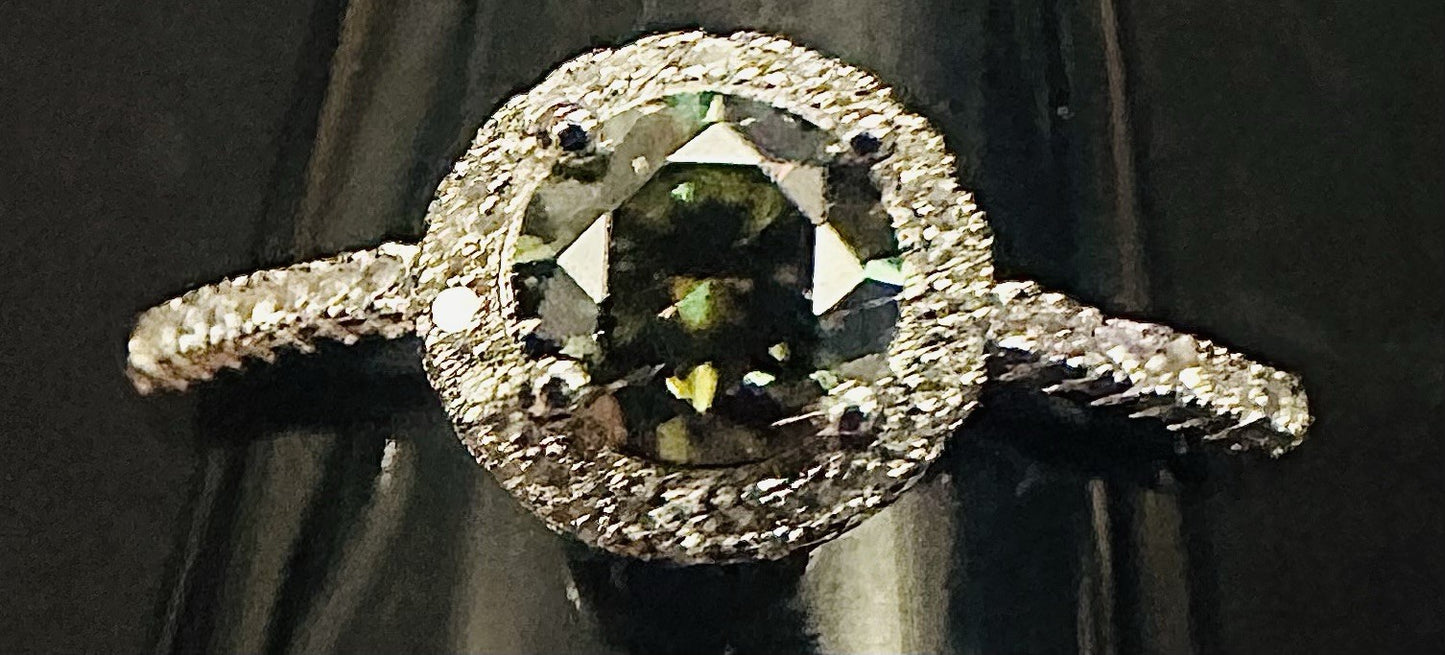 S925 Sterling Silver Ring Chameleon Green Adjustable VVS1 Cut Moissanite 18k