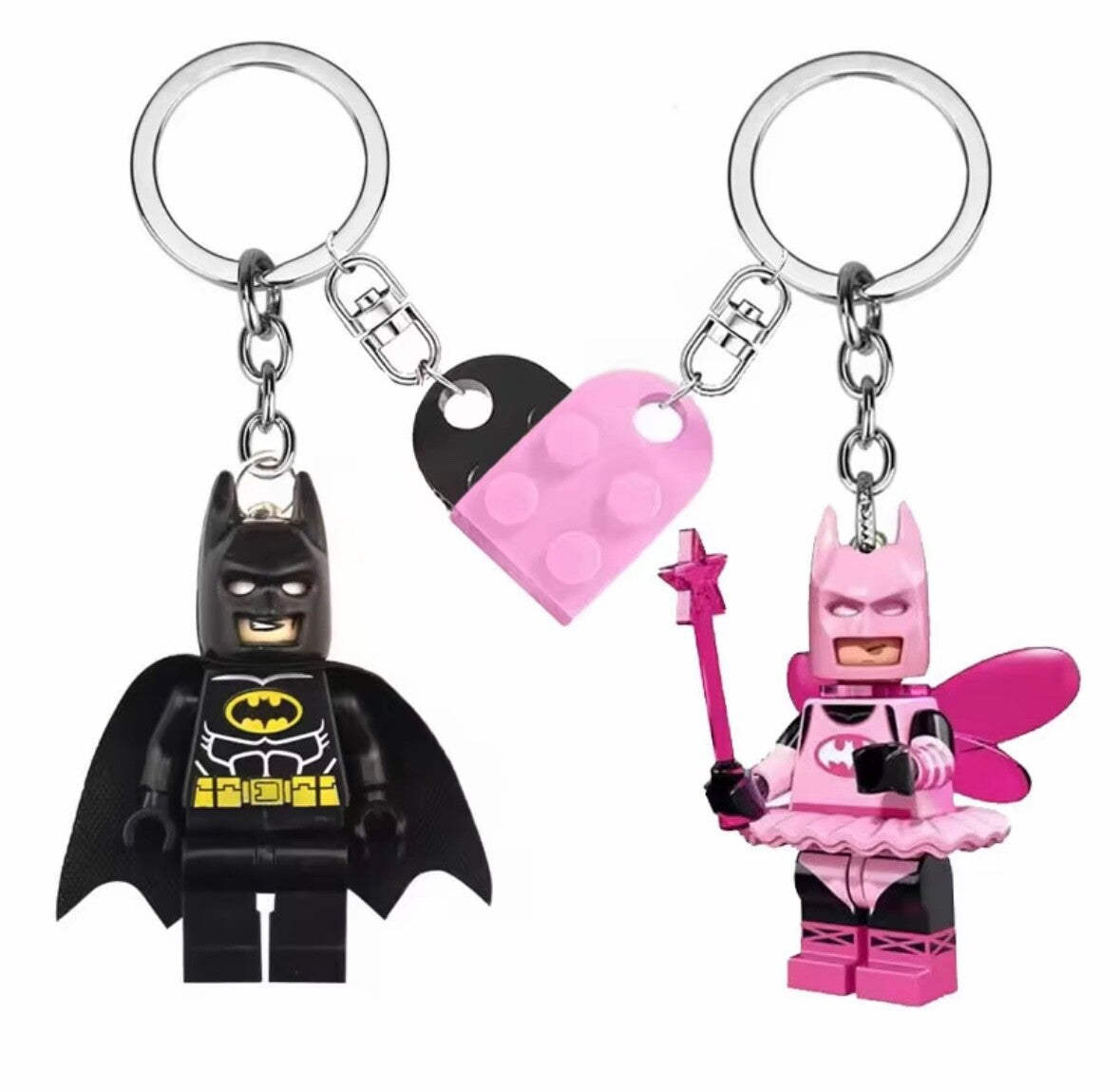 Batman Figure Keyring Couples Love Pink Batgirl Mini DC Bag Charm Gift Car Key