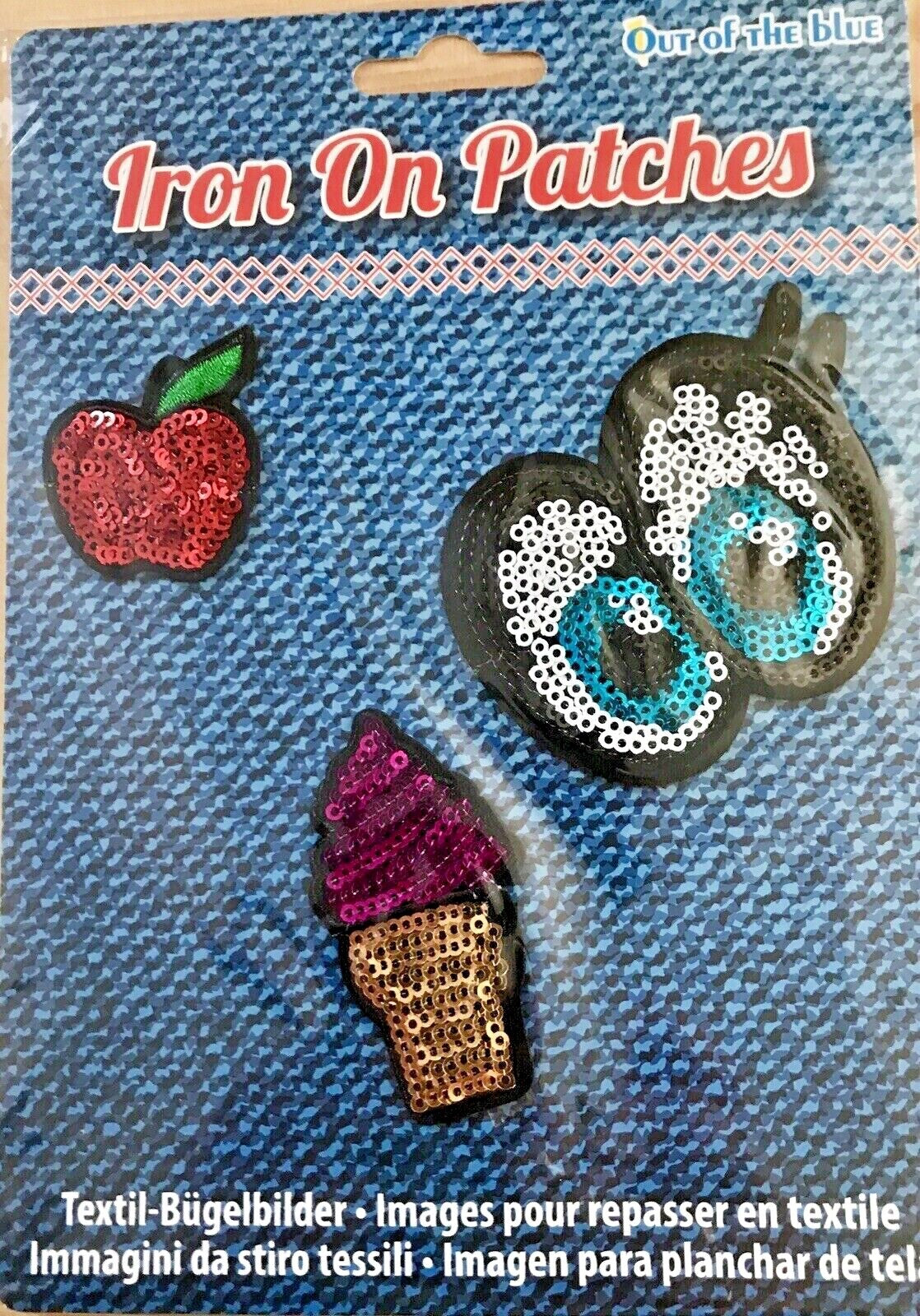 3 Sequin Motif Badges Clothes Fabric Patch Embroidered iron sew Appliqué Design