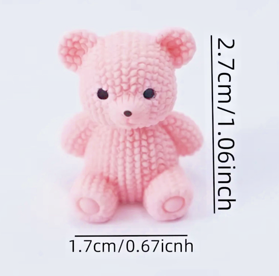 Mini Sitting Teddy Bear Figure Care Pink Brown Gift Love Cute Girlfriend Love