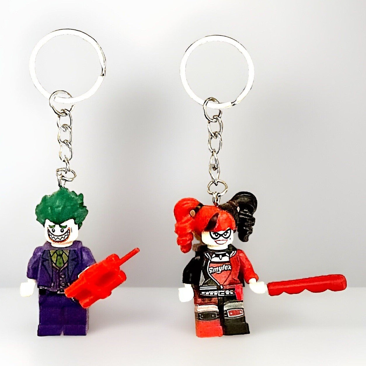 Batman Figure Keyring Couples Love Pink Batgirl Mini DC Bag Charm Gift Car Key