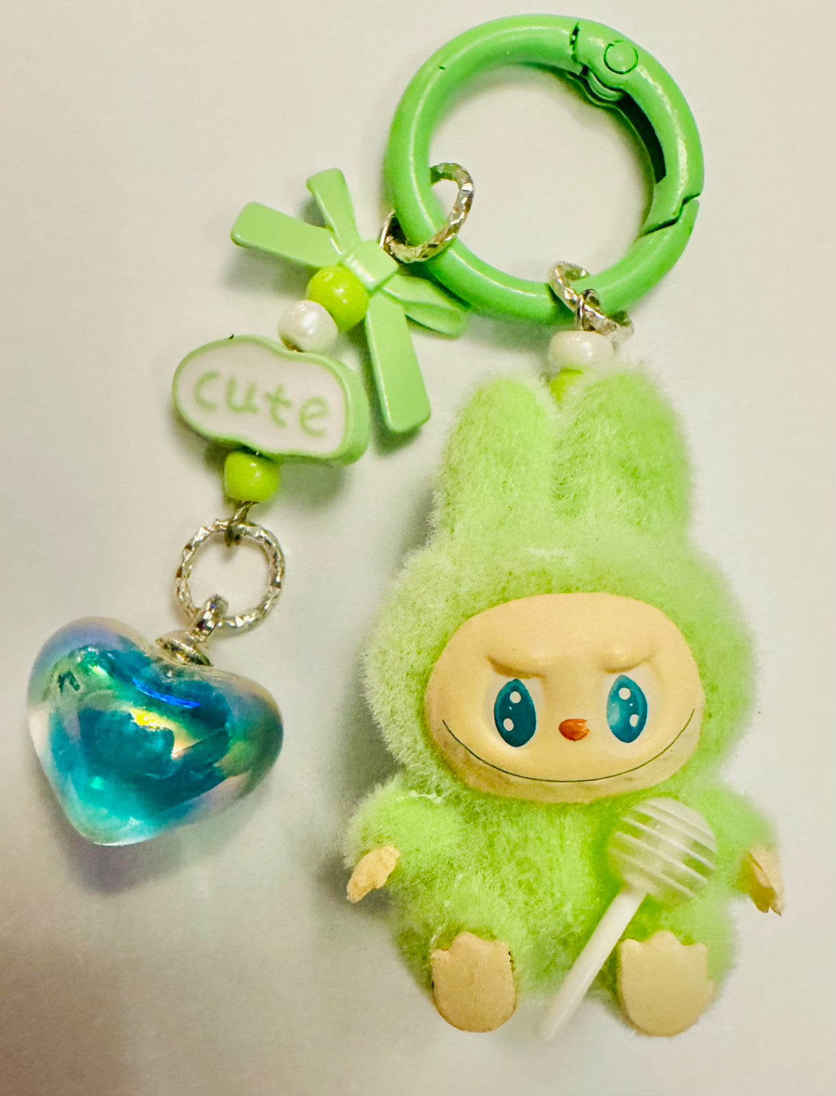 Monster lolipop La # Bu Keyring 3D Heart Charms Kawaii Doll Teddy Keychain Bag