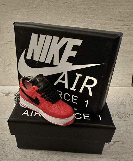 Nike Air Force 1 3D Trainer sneaker Keyring Red shoe Mini Low Gift Box Car key