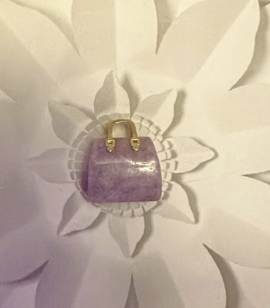 Handbag Crystal Stone Quartz Natural Healing Pendant Carved Display Ornament