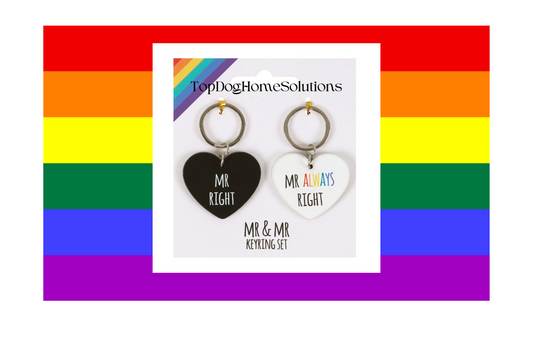 LGBT Mr & Mr Right Couples Keyring Set Mrs & Mrs Right Gift Valentines Wedding