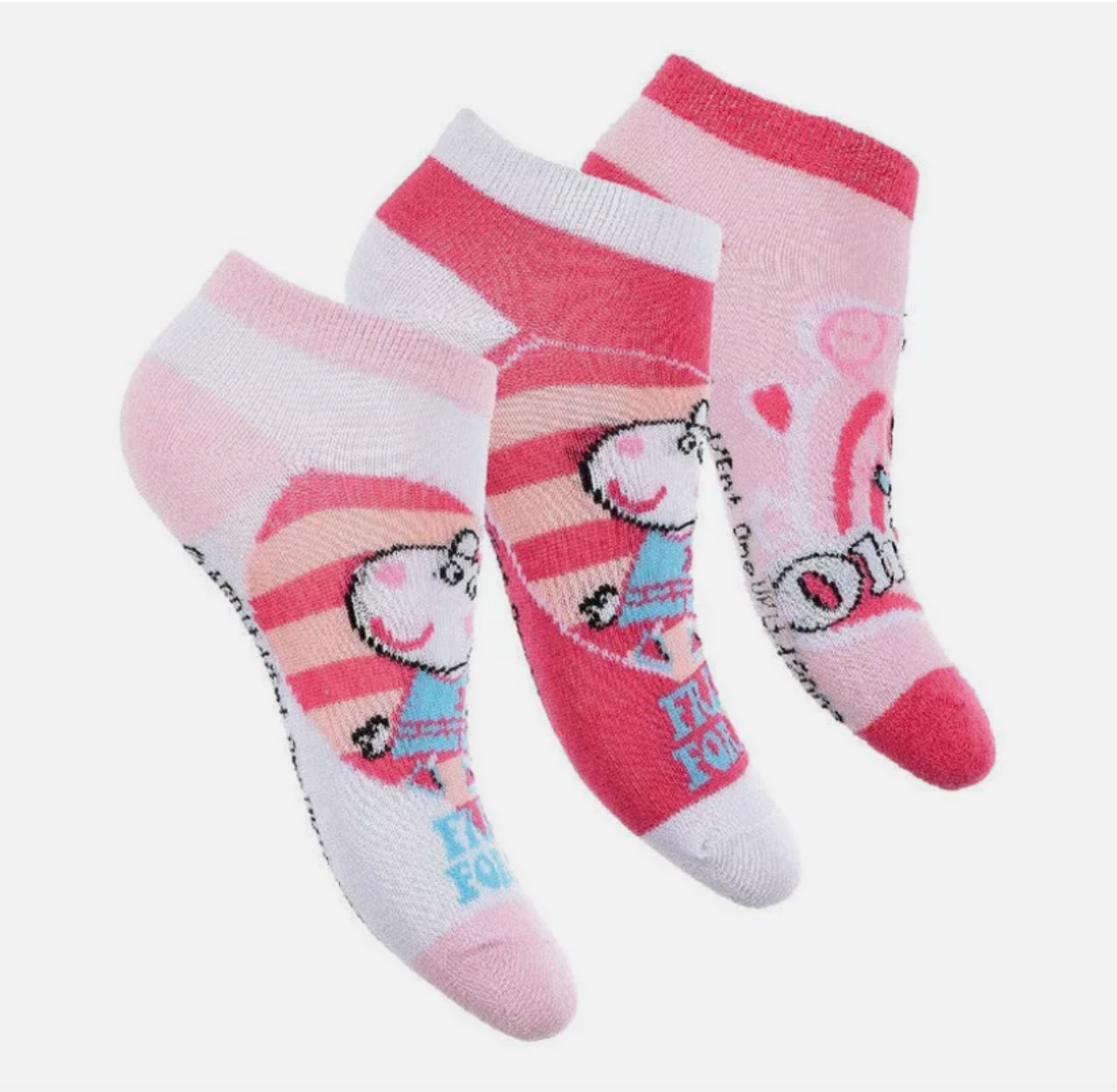 3 Kids Peppa Pig Socks 6 8 9 11 12 trainer invisible secret socks Pk 3 Girl Boy