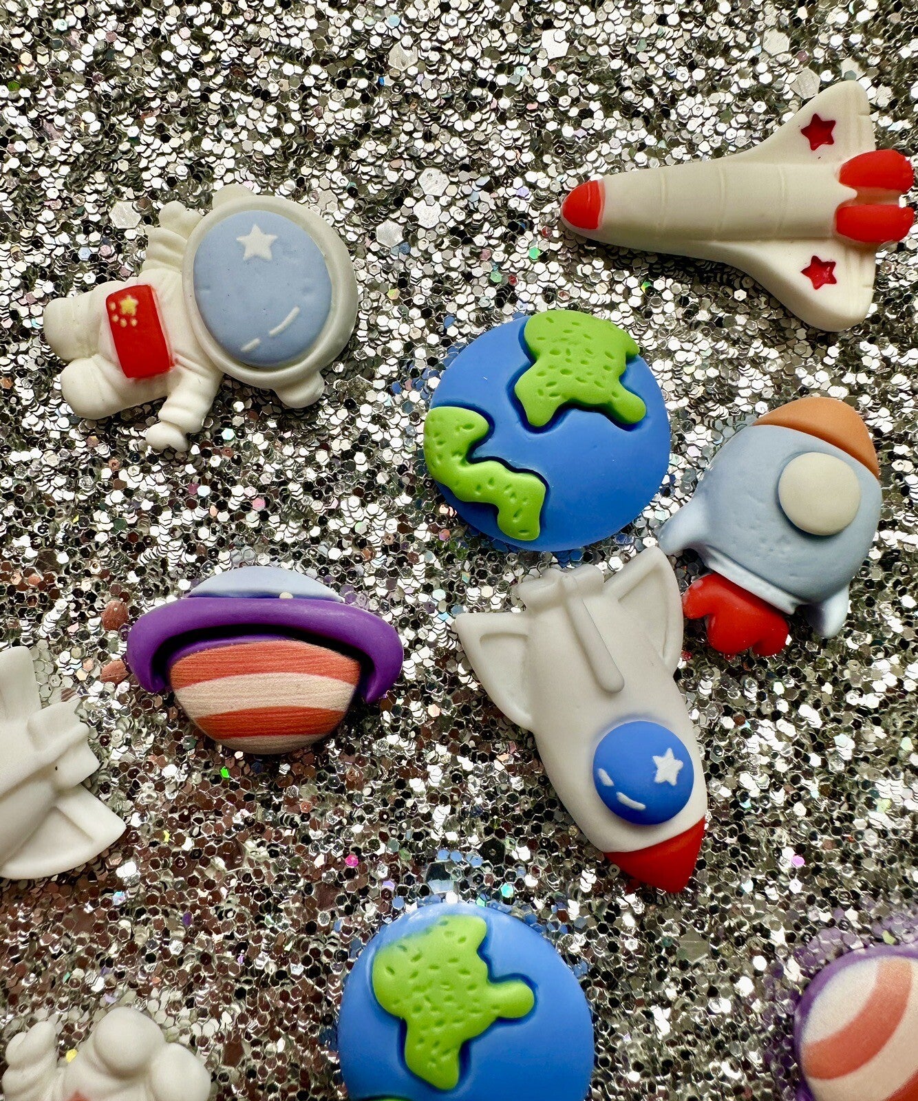Space Man Flat back Resin Cabochon Embellishment Planet Rocket Earth Craft Galax