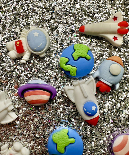 Space Man Flat back Resin Cabochon Embellishment Planet Rocket Earth Craft Galax