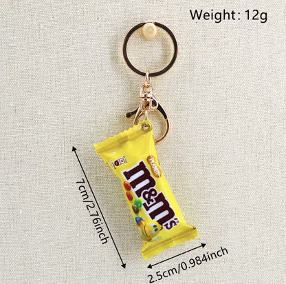 Chocolate M & Ms Keyring Bag Charm 3D Car Keys Chain Yellow Blue Brown Sweets