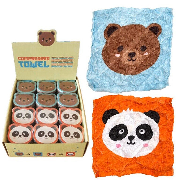 Teddy Bear Panda Animal Magic Expand Face Cloth Flannel bath towel Kids travel