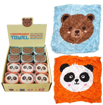 Teddy Bear Panda Animal Magic Expand Face Cloth Flannel bath towel Kids travel