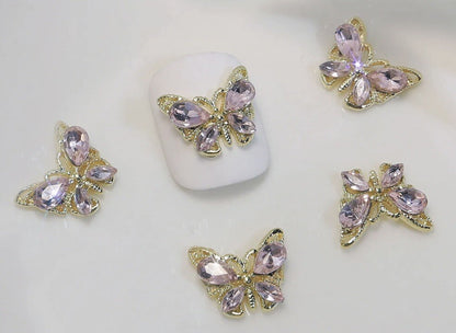 Butterfly Nail Art Gem 3D Flat Back Rhinestone Charm Crystal Acrylic Gel X 10