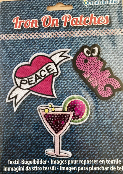 3 Sequin Motif Badges Clothes Fabric Patch Embroidered iron sew Appliqué Design