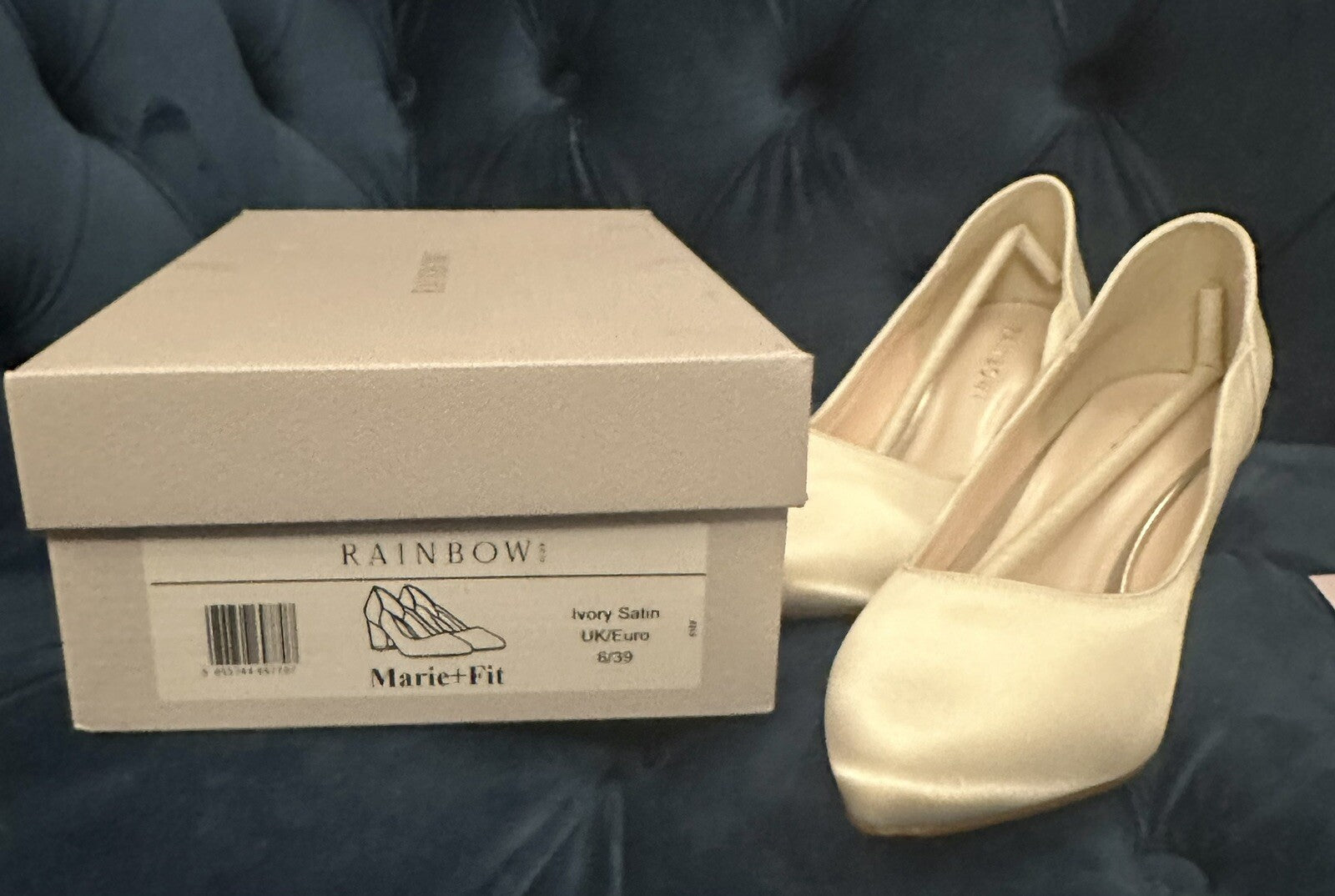 Ivory Satin Wedding Bridal Brides Maids Floral Trim Shoes Ladies Sz 6 BNIB Xmas