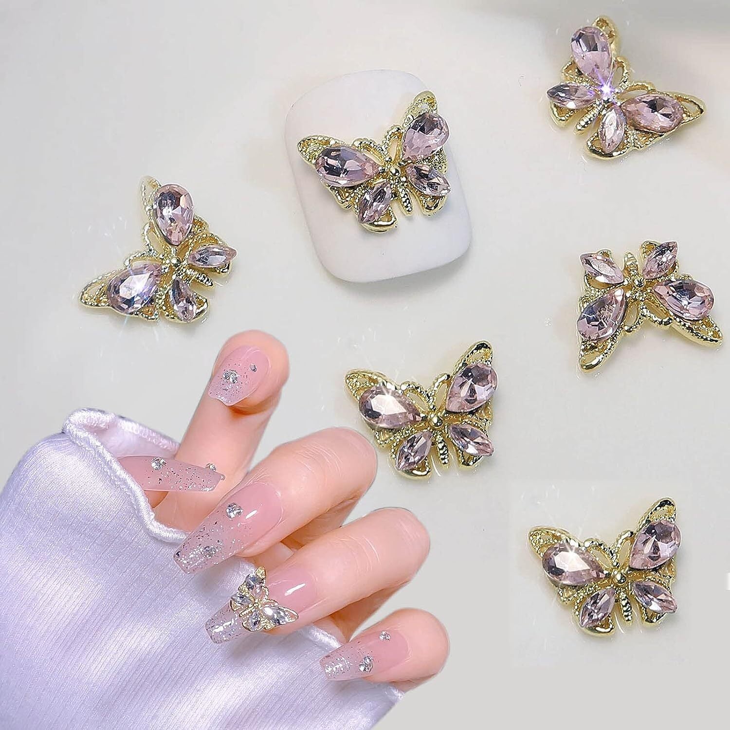 Butterfly Nail Art Gem 3D Flat Back Rhinestone Charm Crystal Acrylic Gel X 10