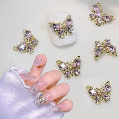Butterfly Nail Art Gem 3D Flat Back Rhinestone Charm Crystal Acrylic Gel X 10