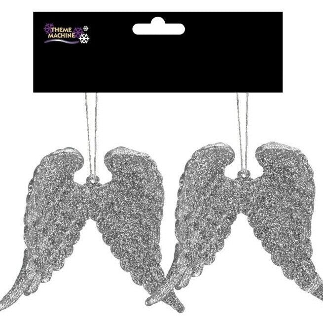 Angel Wings Christmas Silver White Glitter  Hanging Tree Decoration Spiritual