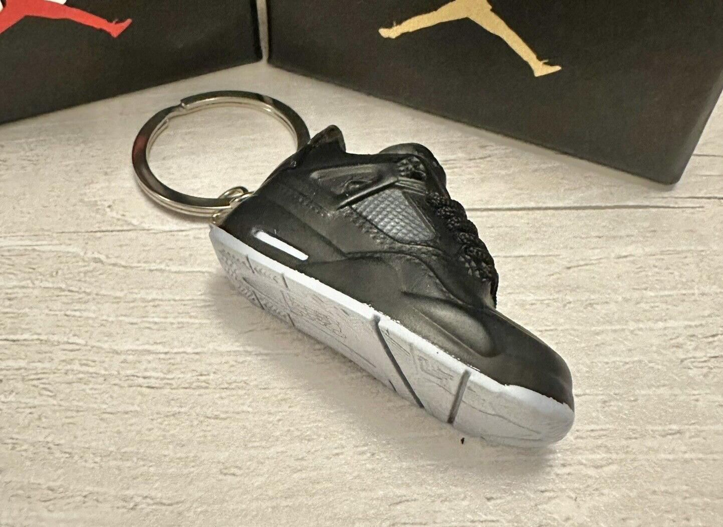 Mini Nike Jordan 4 3D Trainer sneaker Keyring Black Cats shoe no Box