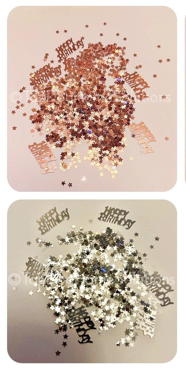 Happy Birthday Foil table confetti Party scatter Rose Gold & silver 🎉