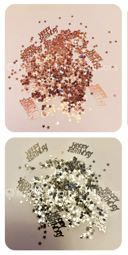 Happy Birthday Foil table confetti Party scatter Rose Gold & silver 🎉