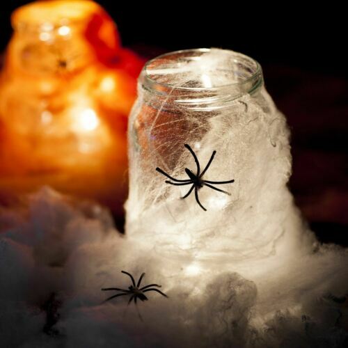Halloween Spiders Web CobWeb spooky stretchy 8 Spiders table decoration display