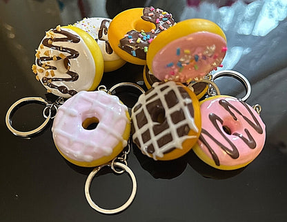 3D Donut Keyring Food Sweet Gift Cute Pink Chocolate sprinkles Car Key Chain